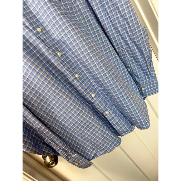 Peter Millar Men's Plaid Long Sleeve Button-Down Dress Shirt Blue White Size 2XL - Picture 4 of 10